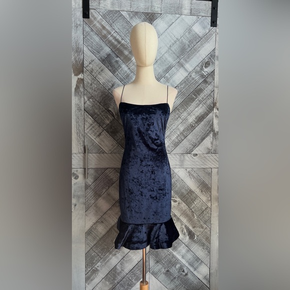 LIKELY NWT Blue Crushed Velvet Dress with spaghetti straps Size 6 - Picture 5 of 14